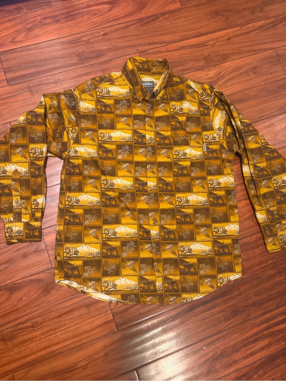 Woolrich Mustard Yellow Scenic Print Button-Down Shirt